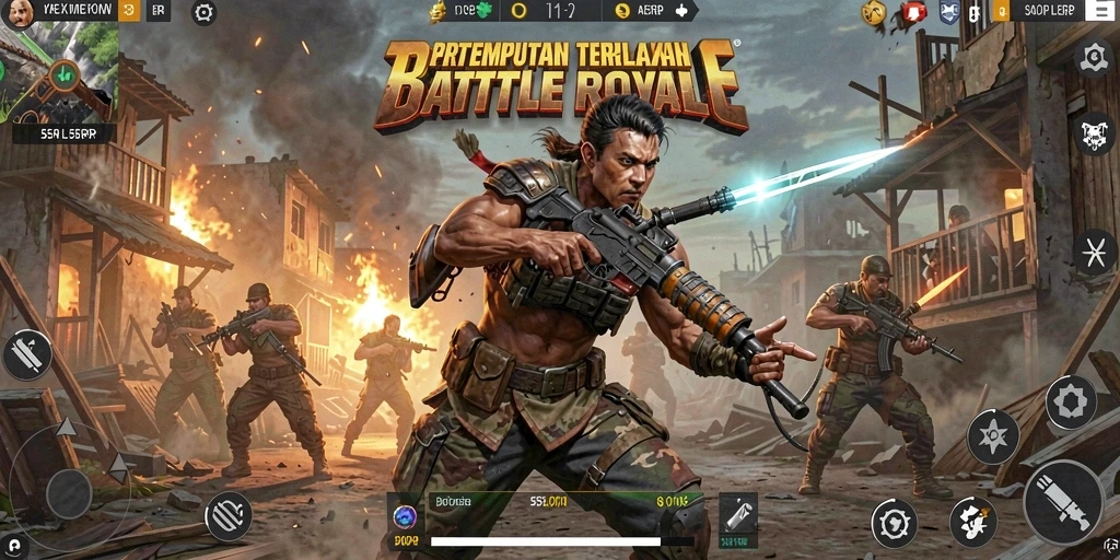 Tampilan gameplay 55RP yang seru dalam pertempuran Battle Royale.