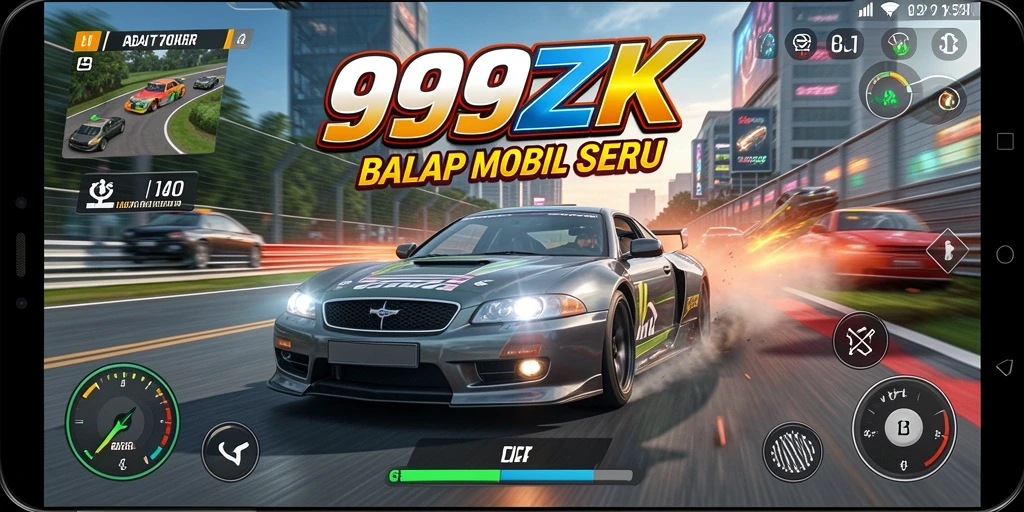 Screenshot gameplay 999ZK yang menampilkan balapan seru.