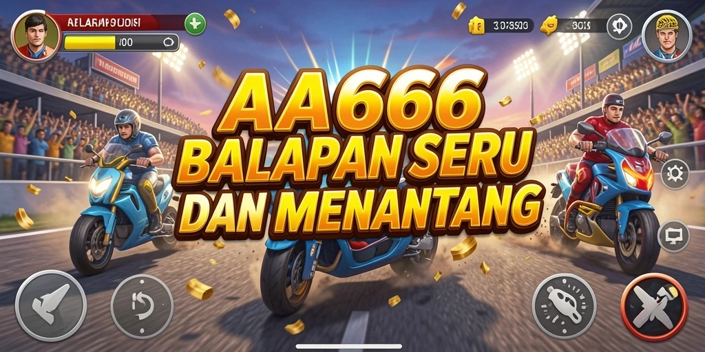 Screenshot utama menampilkan aksi balapan mendebarkan di lintasan.