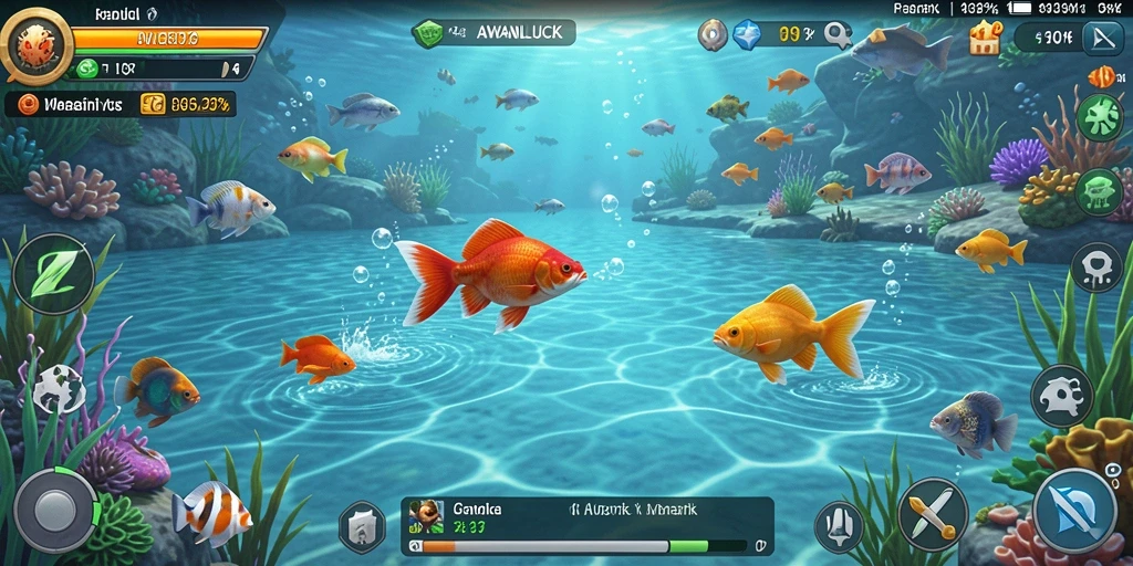 Screenshot gameplay AWANLUCK dengan aksi memancing yang seru.