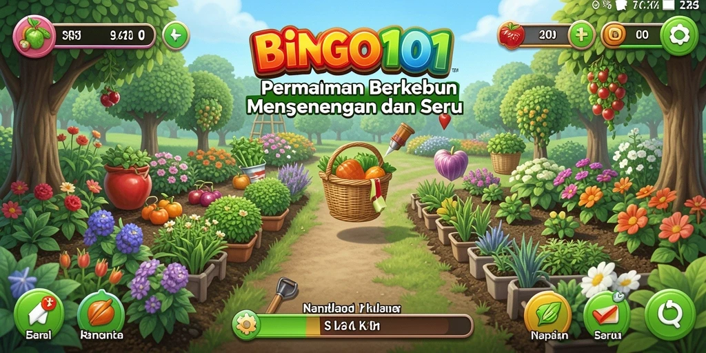 Tampilan screenshot <strong>BINGO101</strong> menampilkan petualangan berkebun yang menawan.