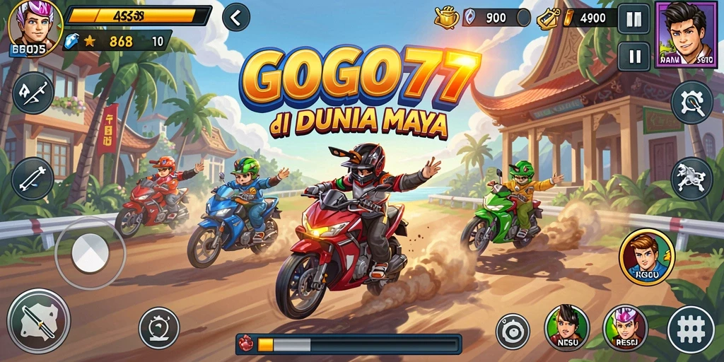 Tampilan gameplay GOGO77 yang mendebarkan dengan aksi balapan yang seru.