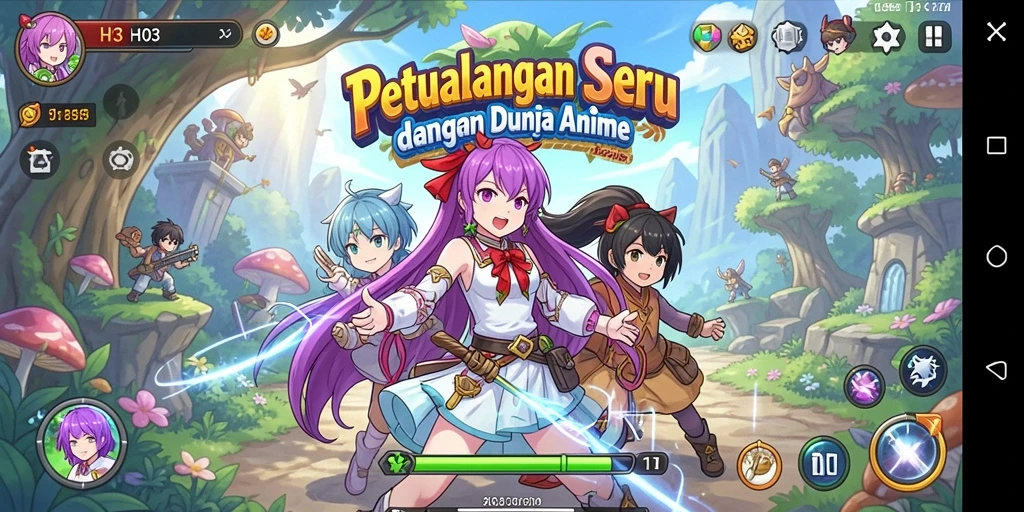 Screenshot menampilkan karakter Anime dalam aksi seru di H03.