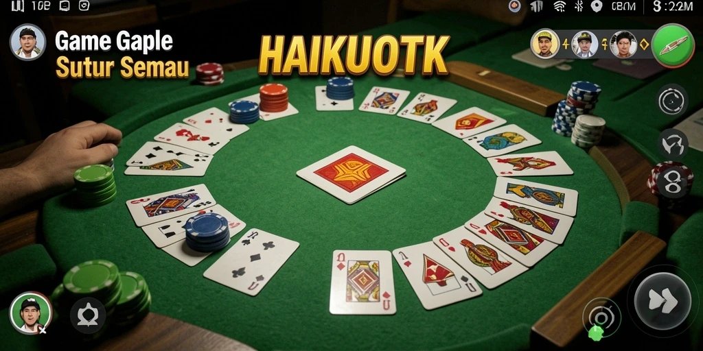 Tampilan gameplay seru HAIKUOTK dengan kartu Gaple.