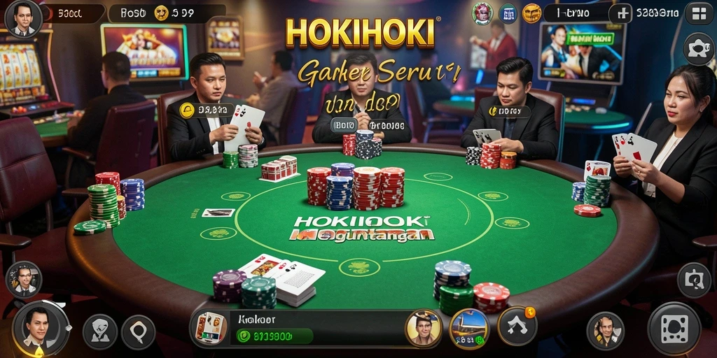Screenshot HOKIHOKI menampilkan gameplay seru poker.