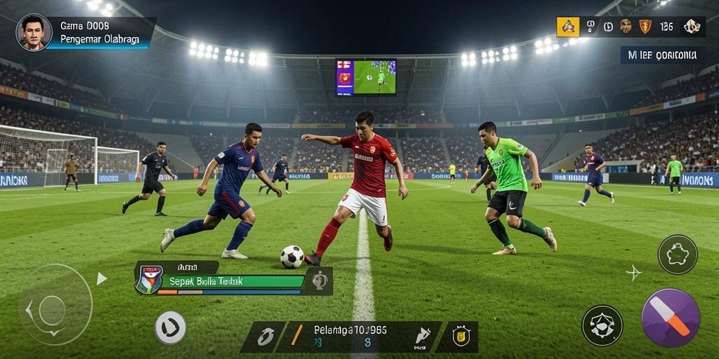 Tampilan gameplay seru dalam ID098 dengan aksi sepak bola yang mendebarkan.