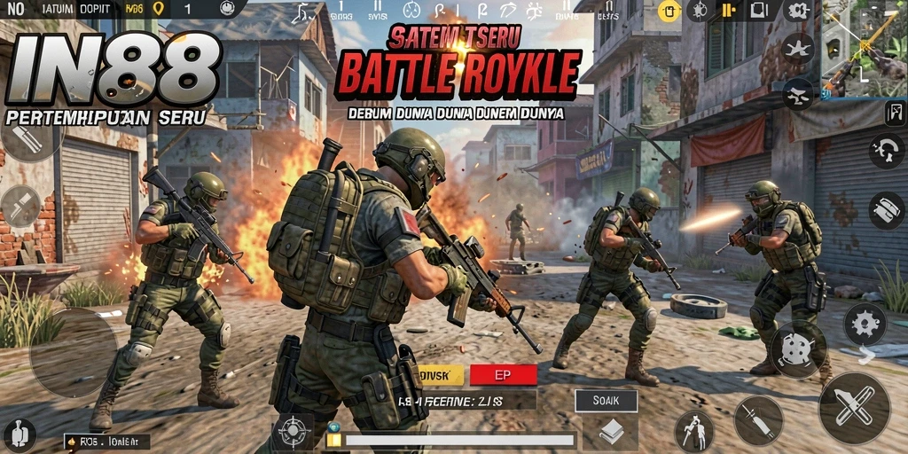 Tampilan seru dari gameplay Battle Royale IN88.