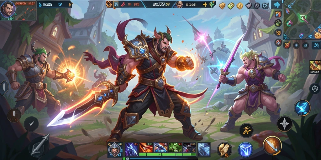 Tampilan seru dari gameplay <strong>INS55</strong> dalam aksi pertempuran MOBA.