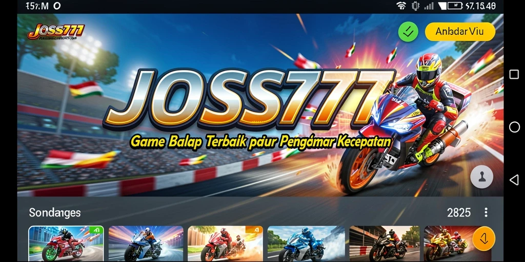 Screenshot menampilkan aksi balap seru di JOSS777.