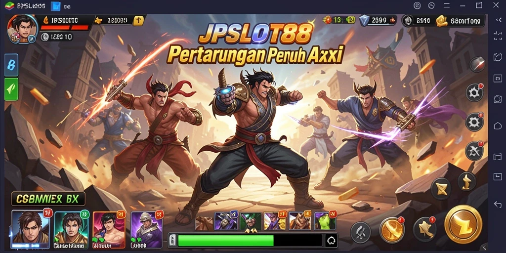 Screenshot utama JPSLOT88 menampilkan aksi pertarungan yang intens.