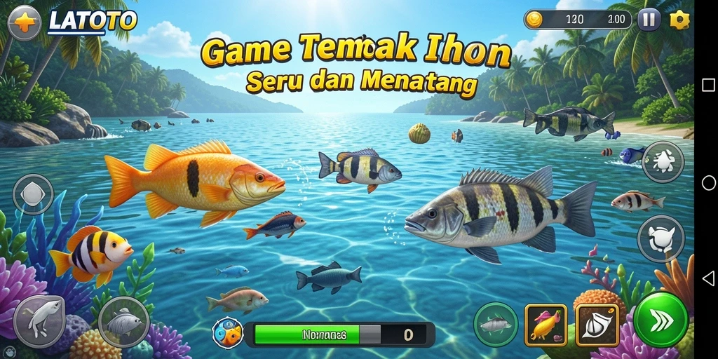 Tangkapan layar gameplay LATOTO menampilkan aksi menembak ikan yang seru.