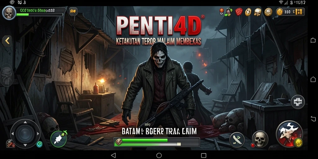 Screenshot gameplay PENITI4D menampilkan suasana horor mencekam yang menegangkan.