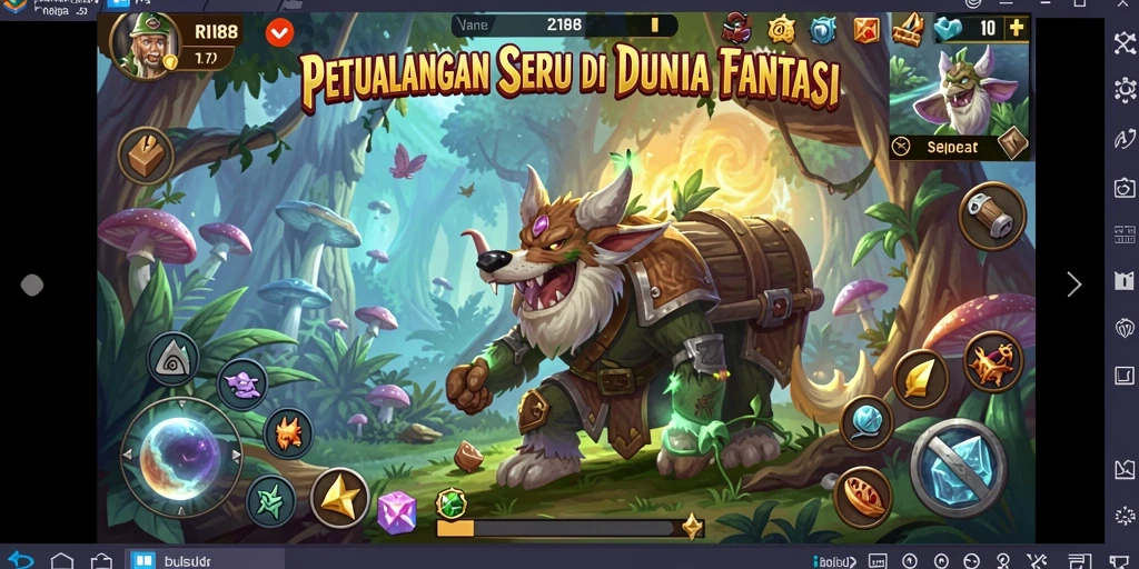 Tangkapan layar utama RI188 menampilkan petualangan seru di dunia fantasi.