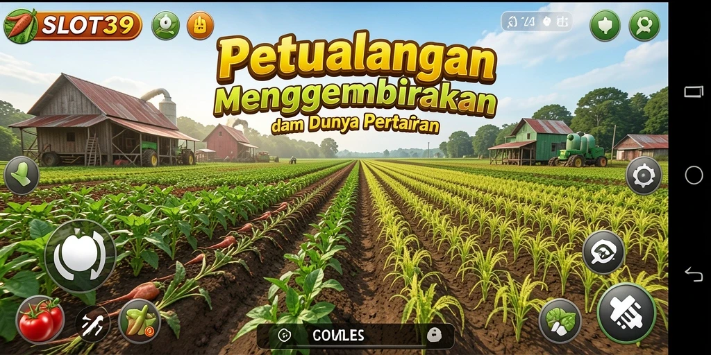 Tangkapan layar gameplay SLOT39 dengan aktivitas bertani yang seru.